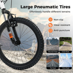 20 Inch Kids Mountain Bike with Shimano 6 Speed and Suspension Fork, White