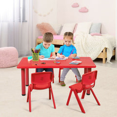 Kids Rectangular Learn and Play Table, 47 Inch Plastic Activity Table, Red