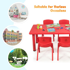 Kids Rectangular Learn and Play Table, 47 Inch Plastic Activity Table, Red