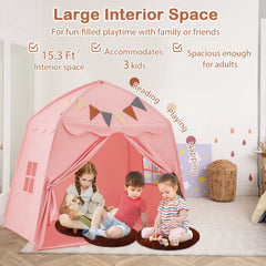 Kids Play Tent Bed Tent with String Lights Extra Large Playhouse Tent-Pink