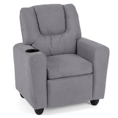 Kids Recliner Chair Push Back Toddler Reclining Armchair with Cup Holder-Grey