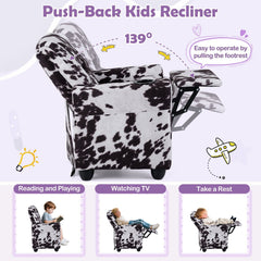 Kids Recliner Chair Push Back Toddler Reclining Armchair with Cup Holder-White