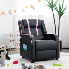 Kids Recliner Chair with Side Pockets and Footrest-Pink