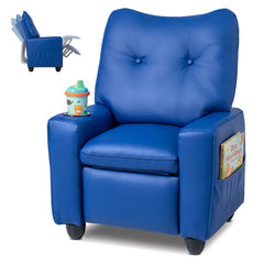 Kids Recliner with Cup Holder & Armrests and Adjustable Backrest for Playroom-Blue