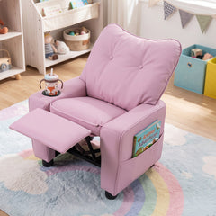 Kids Recliner with Cup Holder & Armrests and Adjustable Backrest for Playroom-Pink