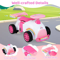 Kids Ride On Car Sliding Toy with Music and Under-Seat Storage-Pink