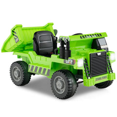 12V Kids Ride On Dump Truck with Electric 33 Degree Tipping Bed and Parent Remote, Green