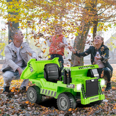 12V Kids Ride On Dump Truck with Electric 33 Degree Tipping Bed and Parent Remote, Green