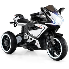 6V 3 Wheel Kids Ride On Sportsbike with Spring Suspension and Flashing Wheel Lights, Black