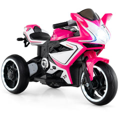 6V 3 Wheel Kids Ride On Sportsbike with Soft Start, Contoured Seat and LED Headlight, Pink