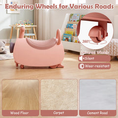 Kids Ride On Push Car with Headlight Music & Under Seat Storage for 18-36 Months-Pink