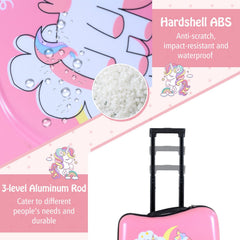 Kids Ride-on Suitcase and Backpack Set with Lanyard for Travel-Pink