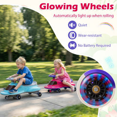 Kids Ride On Toy with Under-seat Storage and LED Flashing Wheels-Pink