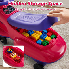 Kids Ride On Toy with Under-seat Storage and LED Flashing Wheels-Pink