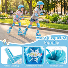 Kids Roller Skates 4 Sizes Adjustable with Light-up Wheels for Toddler Aged 5-7 (S)-Blue