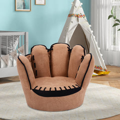 Kids Baseball Glove Chair, Soft Faux Suede Toddler Armchair in Brown