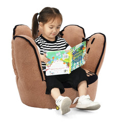 Kids Baseball Glove Chair, Soft Faux Suede Toddler Armchair in Brown