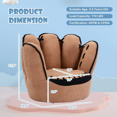 Kids Baseball Glove Chair, Soft Faux Suede Toddler Armchair in Brown