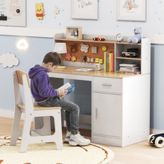 Kids Study Desk and Chair Set Student Table and Chair-Natural