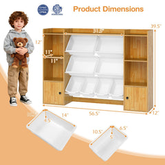 Kids Toy Storage and Bookshelf with Boxes and Open Shelves-Beige