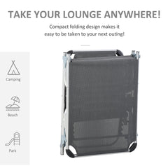 Folding Lounge Chair, Patio Lounger with Headrest, 5-Level Adjustable Backrest, and Aluminum Frame, Black
