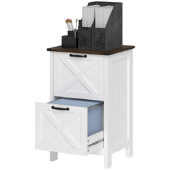 Vertical Filing Cabinet with 2 Drawers, Rustic Farmhouse Office Storage Cabinet for A4, Letter Size, Distressed Black