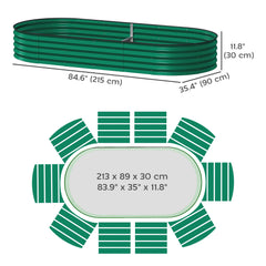 7 x 3 x 1ft Galvanized Raised Garden Bed Kit, Metal Planter Box with Safety Edging, Green