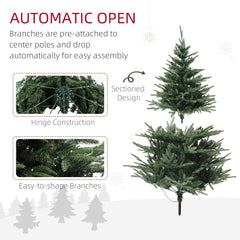 5ft Prelit Artificial Christmas Tree with 542 Tips, Warm White LED Lights, Steel Base, Hinged Xmas Tree, Auto Open