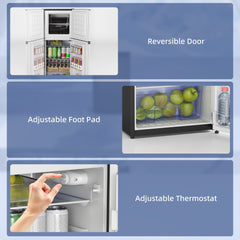 Double Door Mini Fridge with Freezer, 4.6 Cu.Ft Small Refrigerator with Thermostat, Shelves, Reversible Door, Black