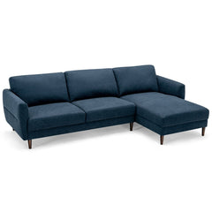 104 in L Shaped Sectional Sofa in Navy with 46 in Chaise, Serpentine Springs and Tool Free Assembly