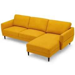 104 in L Shaped Sectional Sofa in Mustard Yellow with 46 in Chaise and Tool Free Assembly