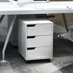 3 Drawer File Cabinet, Mobile Vertical Filing Cabinet with Wheels, Printer Stand with Storage for Home Office, Oak