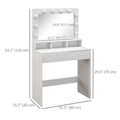 Vanity Table, Makeup Dressing Table with LED Lighting Mirror, Drawers, for Bedroom, Black