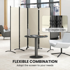 Folding Room Divider, Privacy Screen for Home Office Bedroom, 5.6FT Tall, Dark Grey