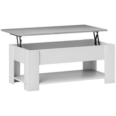 Lift Top Coffee Table with Hidden Storage Compartment and Open Shelf, Center Table for Living Room, Grey