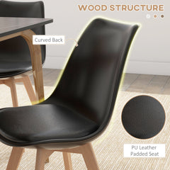 Modern Dining Table Chairs Set of 4, Rubber Wood Kitchen Table Chairs with PU Leather Cushion for Living Room, Bedroom