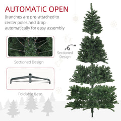 6ft Artificial Christmas Trees with Auto Open and Steel Base, Green