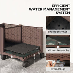 Plastic Raised Garden Bed, Indoor Outdoor Self Watering Planter Box with Drainage Holes and Plugs for Flowers