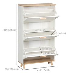 Modern Shoe Cabinet with 3 Flip Drawers and Adjustable Shelf, 12 Pair Shoe Storage Cabinet for Hallway, Entryway, White