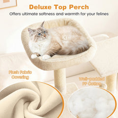 63 Inch Cat Tree with a Window Condo, Turning Basket and a Deep Hammock