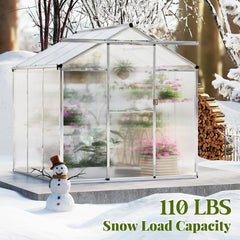 Large Walk-in Green House with Rain Gutters and Polycarbonate Panels-6 FT