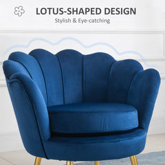 Modern Accent Chair, Velvet-Touch Fabric Leisure Club Chair with Gold Metal Legs for Bedroom, Dark Green