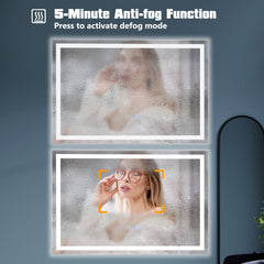 LED Bathroom Mirror Wall Mounted Rectangle Mirror with 3-Color Dimmable Lights-S