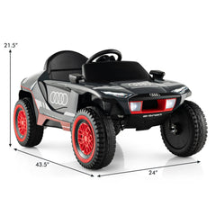 Licensed Audi e-tron Kids Ride On Racing Car with Emergency Brake Remote and Spring Suspension, Gray