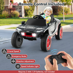Licensed Audi e-tron Kids Ride On Racing Car with Emergency Brake Remote and Spring Suspension, Gray