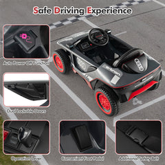 Licensed Audi e-tron Kids Ride On Racing Car with Emergency Brake Remote and Spring Suspension, Gray