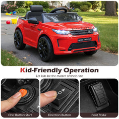 12V Licensed Land Rover Kids Ride On Car with Soft Start and Four Surface Range, Red