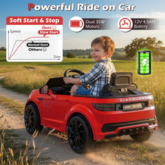 12V Licensed Land Rover Kids Ride On Car with Soft Start and Four Surface Range, Red