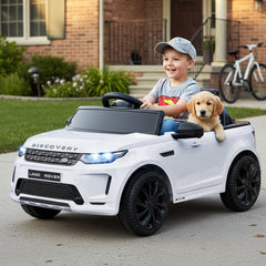 12V Licensed Land Rover Kids Ride On Car with 12.5 Inch Seat and One Button Start, White