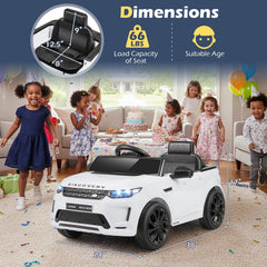 12V Licensed Land Rover Kids Ride On Car with 12.5 Inch Seat and One Button Start, White